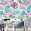 Çiçekli Damask Paisley İllüstrasyon Duvar Kağıdı, Capcanlı Çiçekler 3D Duvar Posteri - Görsel 5