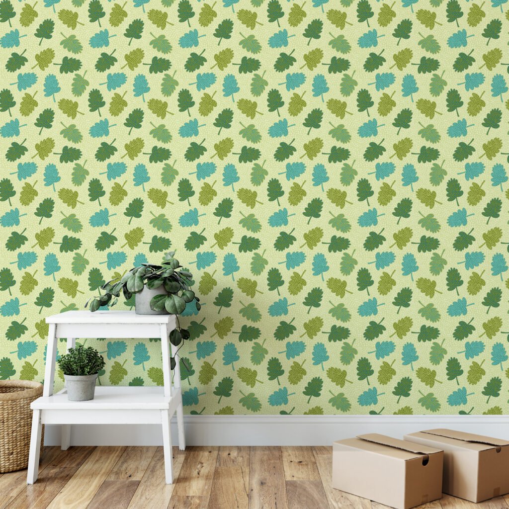 Yeşil Yapraklar Duvar Kağıdı, Yaprak Motifli 3D Duvar Posteri Yaprak Desenli Duvar Kağıtları 4