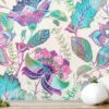 Çiçekli Damask Paisley İllüstrasyon Duvar Kağıdı, Capcanlı Çiçekler 3D Duvar Posteri - Görsel 3