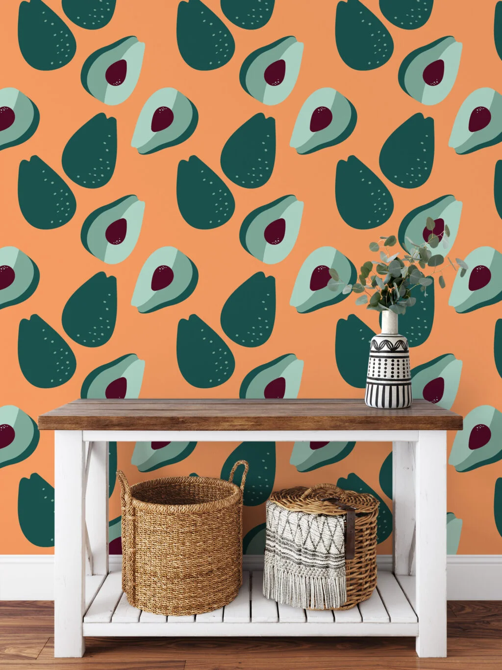 Avokado Meyve Desenli Duvar Kağıdı, Modern Mutfak Temalı 3D Duvar Kağıdı Yiyecek & İçecek Duvar Kağıtları 2