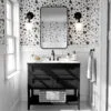 Koyu Gri Blok Desenli Duvar Kağıdı, Minimalist Terrazzo Siyah & Beyaz 3D Duvar Kağıdı - Görsel 2
