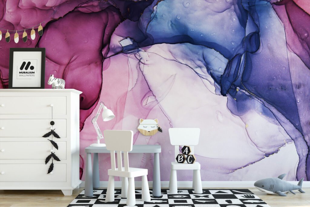 Dinamik Renkli Sıvı Sanat Duvar Kağıdı Bebek Odası Duvar Kağıtları 4