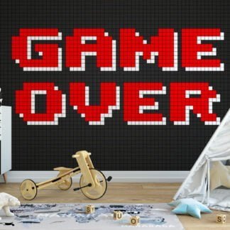 Oyun Bitti Video Oyun Pixel Art Duvar Kağıdı, Nostaljik Oyuncu Duvar Dekoru 3D Duvar Posteri Çocuk Odası Duvar Kağıtları 2