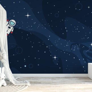 Uzay Temalı Astronot ve Yıldızlar Duvar Kağıdı, Modern Astronot Kozmos 3D Duvar Posteri Bebek Odası Duvar Kağıtları
