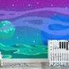 Uzayda Renkli Pixel Art Uzaylı Duvar Kağıdı, Piksel Sanatı Uzay Manzarası 3D Duvar Posteri - Görsel 2