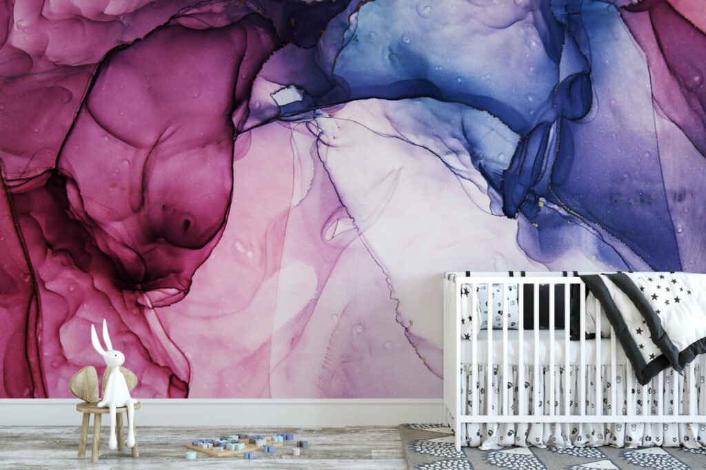 Dinamik Renkli Sıvı Sanat Duvar Kağıdı Bebek Odası Duvar Kağıtları 3