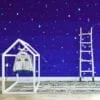 Pixel Art Yıldızlarla Gece Gökyüzü Duvar Kağıdı, Minimalist Piksel Yıldız Alanı 3D Duvar Posteri