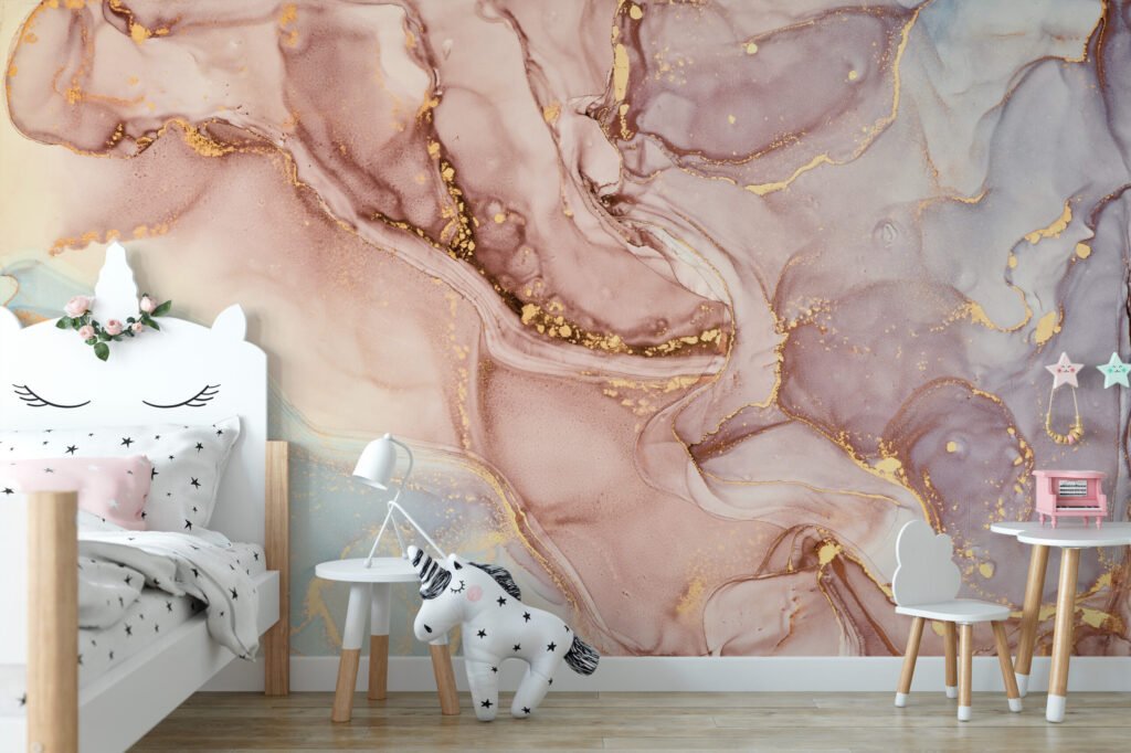 Lüks Rose Gold Mermer Desenli Soyut Duvar Kağıdı Bebek Odası Duvar Kağıtları 4