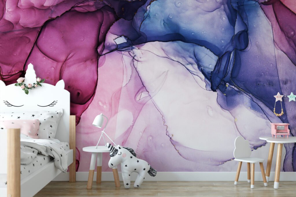 Dinamik Renkli Sıvı Sanat Duvar Kağıdı Bebek Odası Duvar Kağıtları 2
