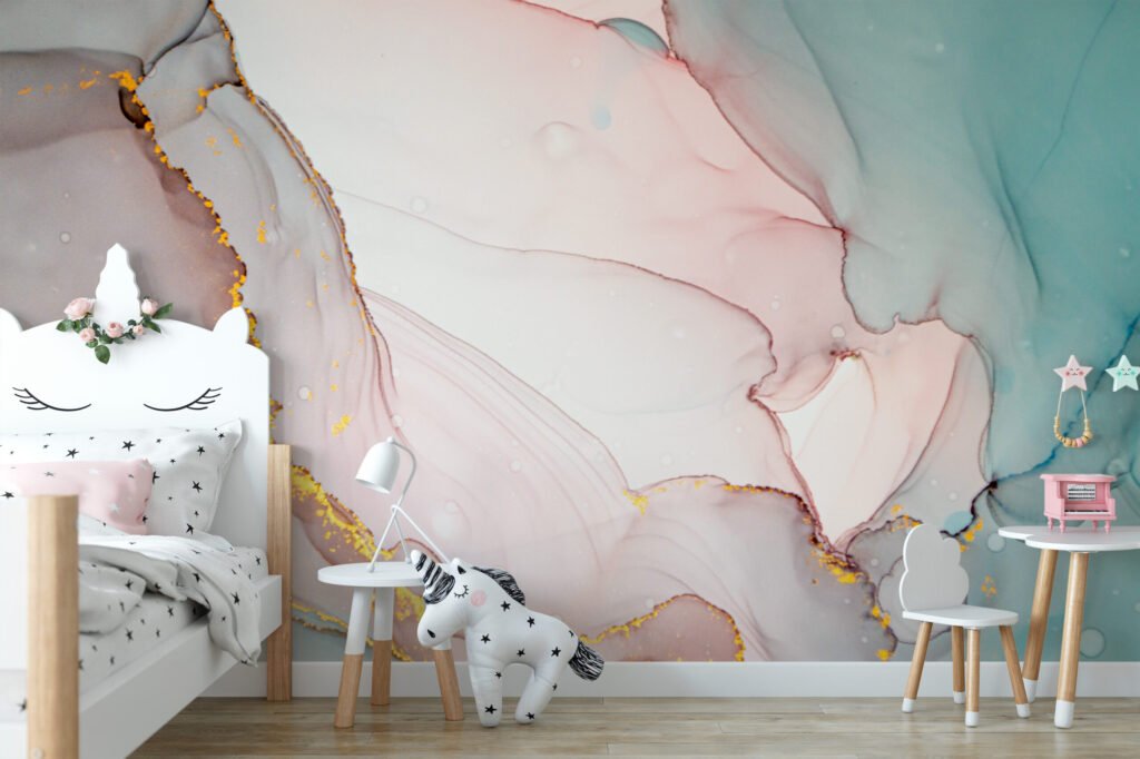 Zarif Pastel Renkli Lüks Sıvı Sanatı Duvar Kağıdı Mermer Duvar Kağıtları 7