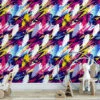 Soyut 90'lar Fırça Vuruşları Duvar Kağıdı, Dinamik Graffiti 3D Duvar Kağıdı - Görsel 3