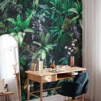 Ormandaki Çeşitli Bitkiler ve Yapraklar Duvar Kağıdı, Yeşil Botanik Duvar Posteri