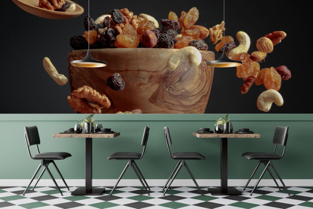 Tabakta Çeşitli Kuruyemişler Duvar Kağıdı Karışık Kuruyemiş Duvar Posteri Cafe & Restoran & Pastane Duvar Kağıtları 3