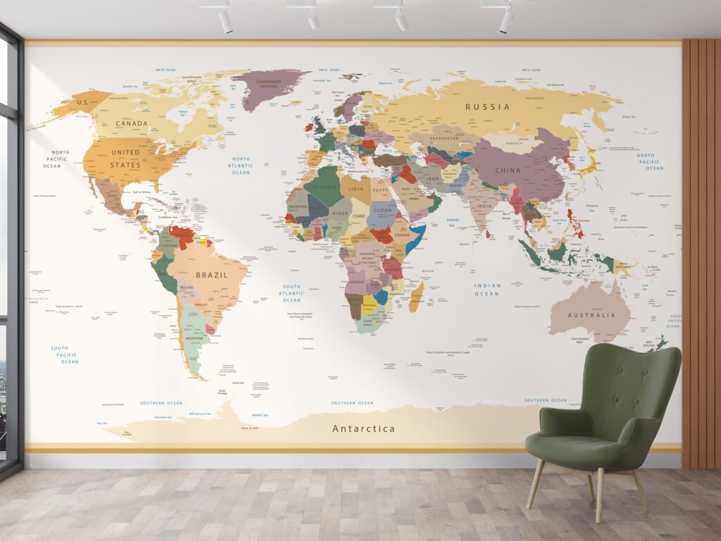 İsimli Eğitici Dünya Haritası Duvar Kağıdı Renkli Dünya Harita Duvar Posteri Harita Duvar Kağıtları 4