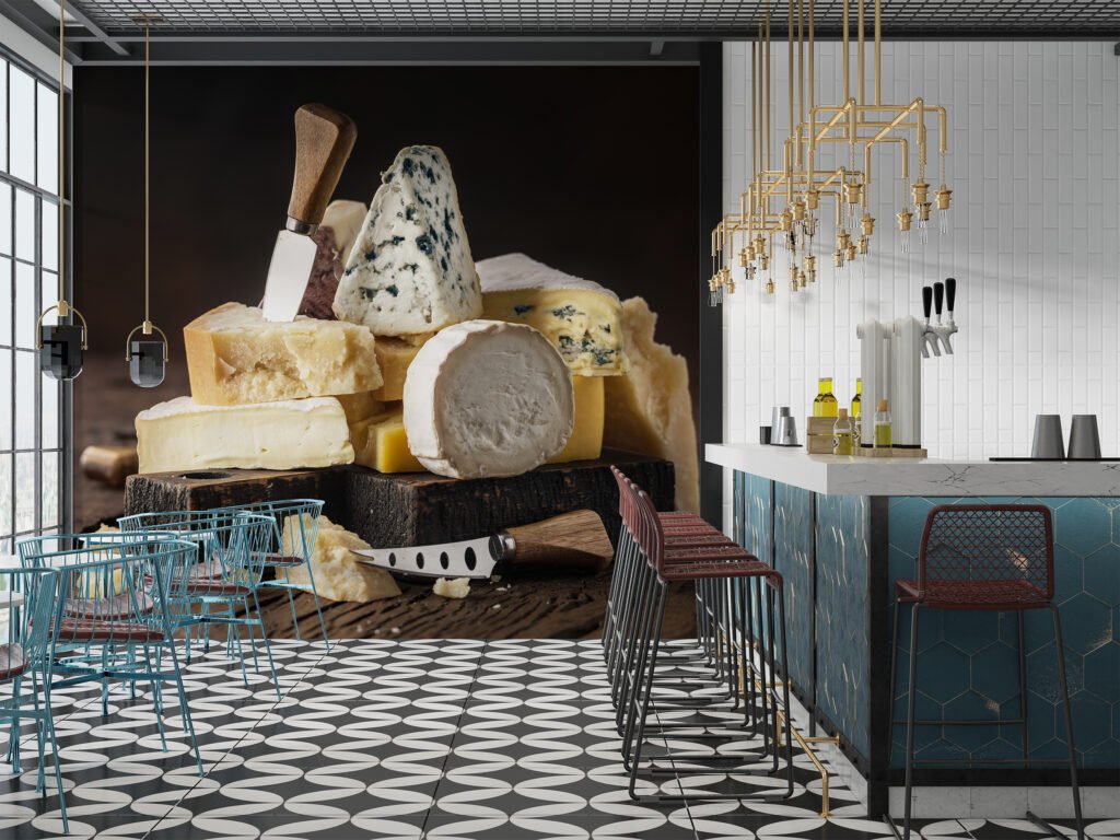 Sektörel Lüx Peynir Duvar Kağıdı Peynir Çeşitleri Duvar Posteri Cafe & Restoran & Pastane Duvar Kağıtları 3