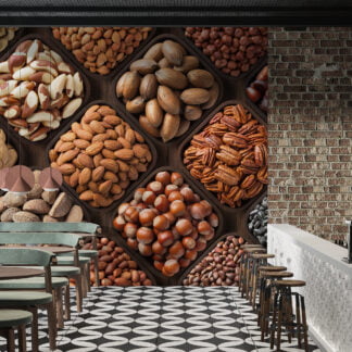 Çeşitli Kuruyemişler Duvar Kağıdı Fındık Fıstık Badem Duvar Posteri Cafe & Restoran & Pastane Duvar Kağıtları