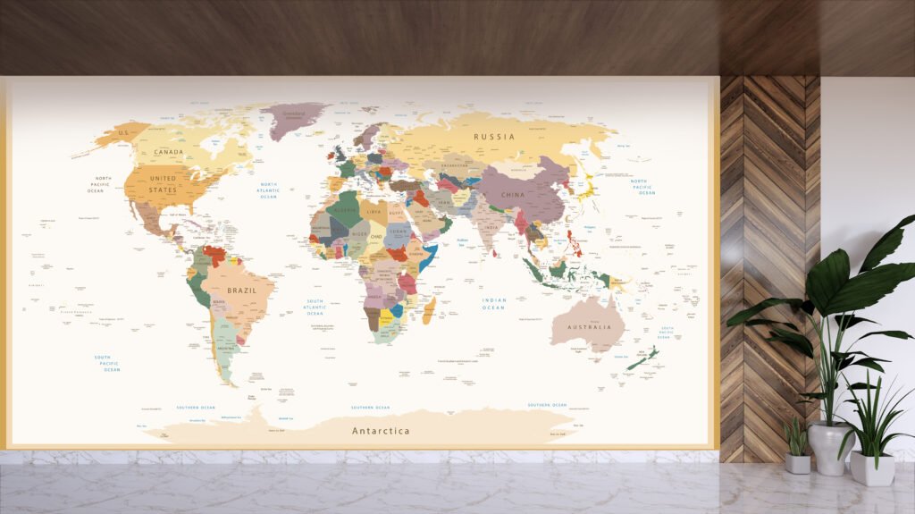 İsimli Eğitici Dünya Haritası Duvar Kağıdı Renkli Dünya Harita Duvar Posteri Harita Duvar Kağıtları 3