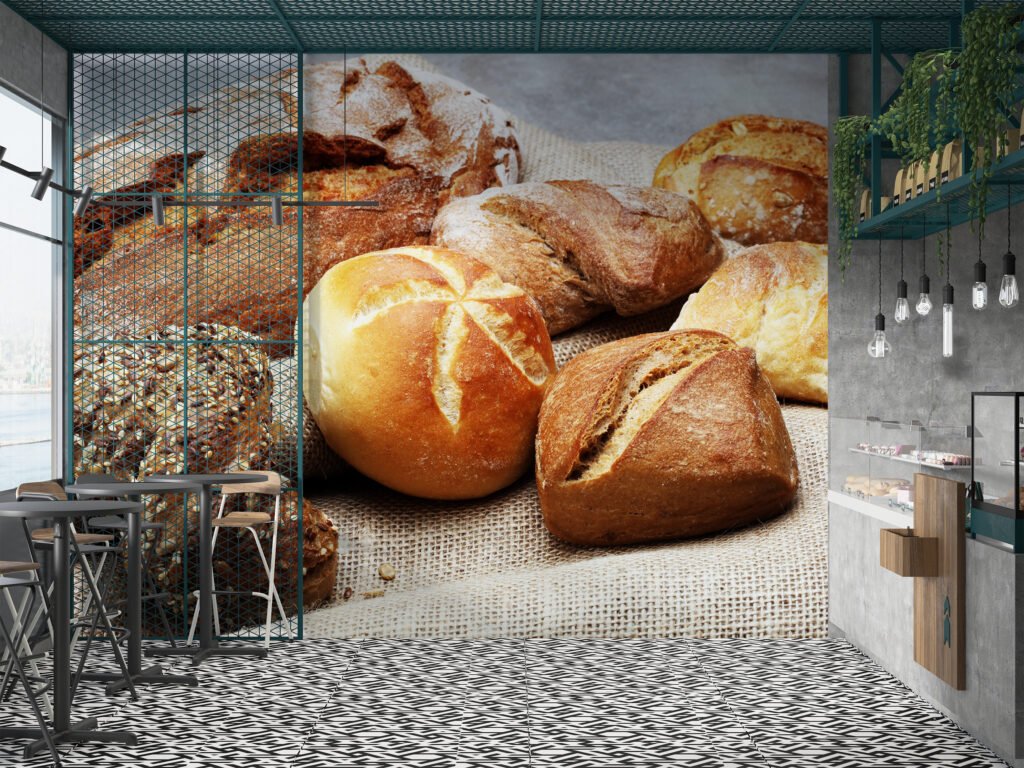 Fırın Ekmek Duvar Kağıdı Çeşitli Hamur İşleri Unlu Mamüller Duvar Posteri Cafe & Restoran & Pastane Duvar Kağıtları 3