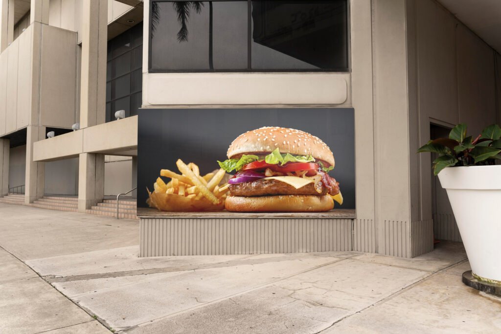 Hamburger ve Patates Kızartması Duvar Kağıdı Restoran Duvar Posteri Cafe & Restoran & Pastane Duvar Kağıtları 3