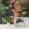 Parlayan Ciltli Manken Duvar Kağıdı Spa ve Sauna Duvar Posteri