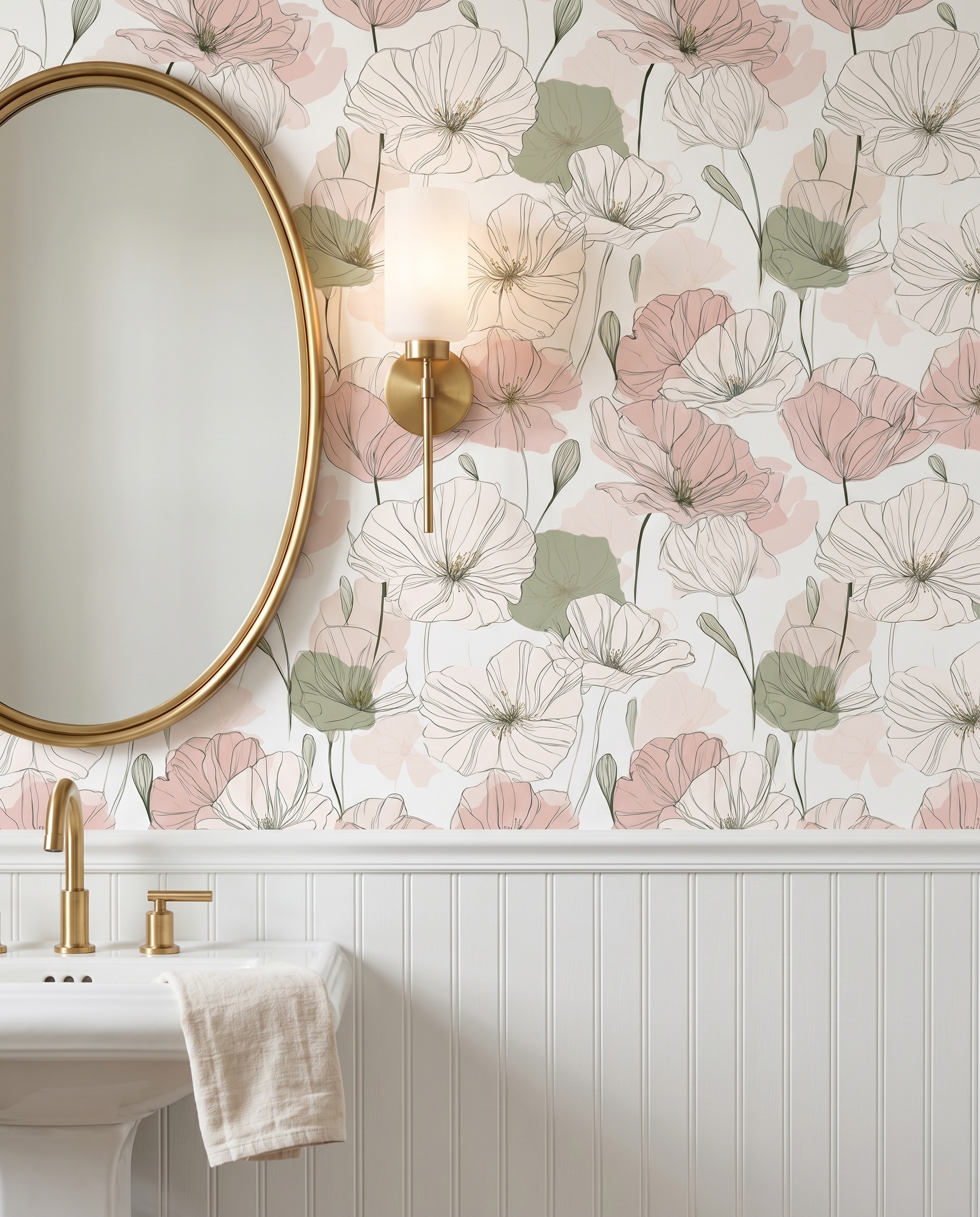 Pastel Pembe ve Yeşil Çiçekli Sanatsal Çizim Duvar Kağıdı, Minimalist Botanik Desenli Duvar Posteri Çiçekli Duvar Kağıtları 2 Pastel Pembe ve Yeşil Çiçekli Sanatsal Çizim Duvar Kağıdı, Minimalist Botanik Desenli Duvar Posteri Çiçekli Duvar Kağıtları 2
