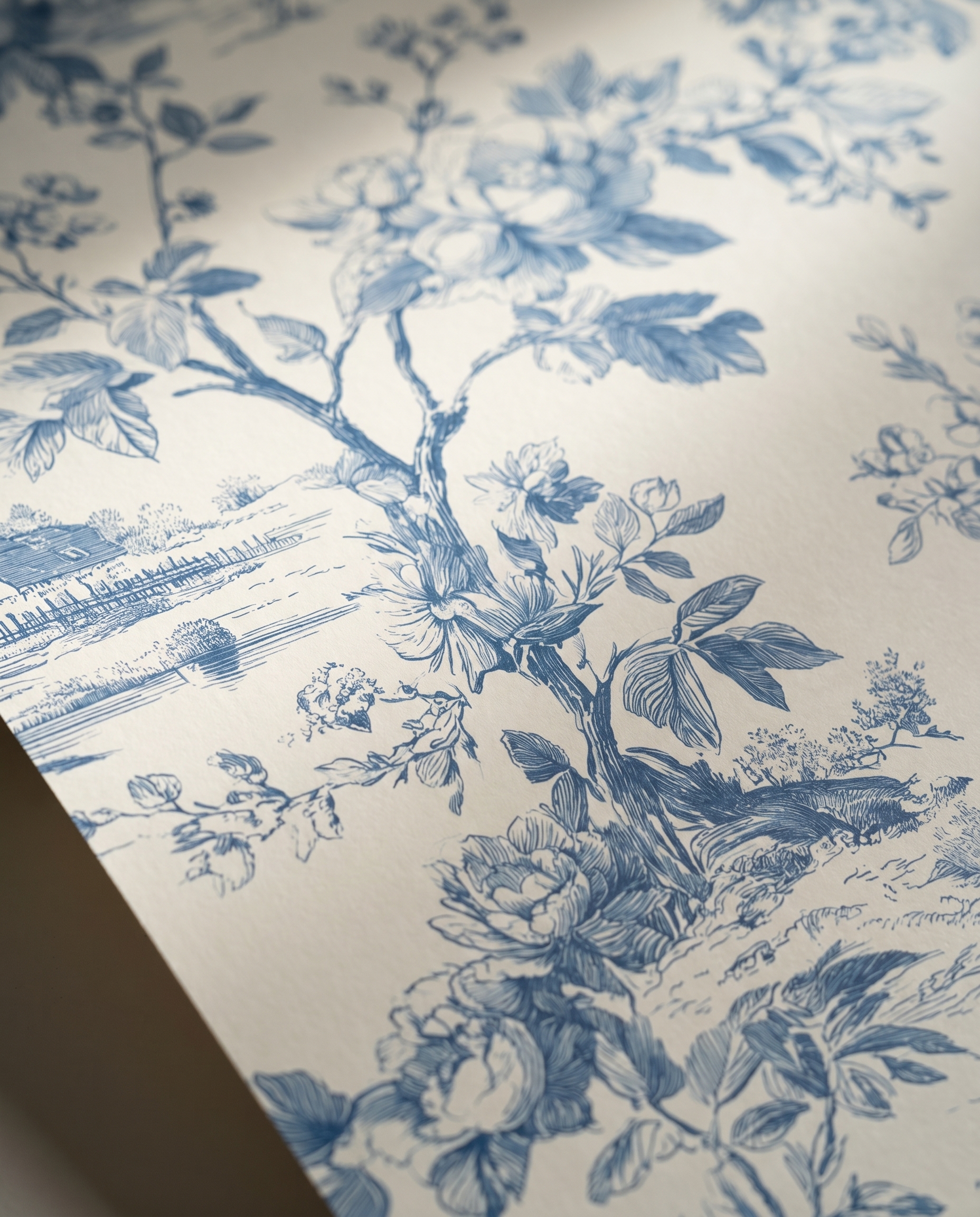 Mavi Çiçekli Kır Manzarası Desenli Klasik Duvar Kağıdı, Vintage Toile de Jouy Stili Romantik Duvar Posteri Çiçekli Duvar Kağıtları 6 Mavi Çiçekli Kır Manzarası Desenli Klasik Duvar Kağıdı, Vintage Toile de Jouy Stili Romantik Duvar Posteri Çiçekli Duvar Kağıtları 6