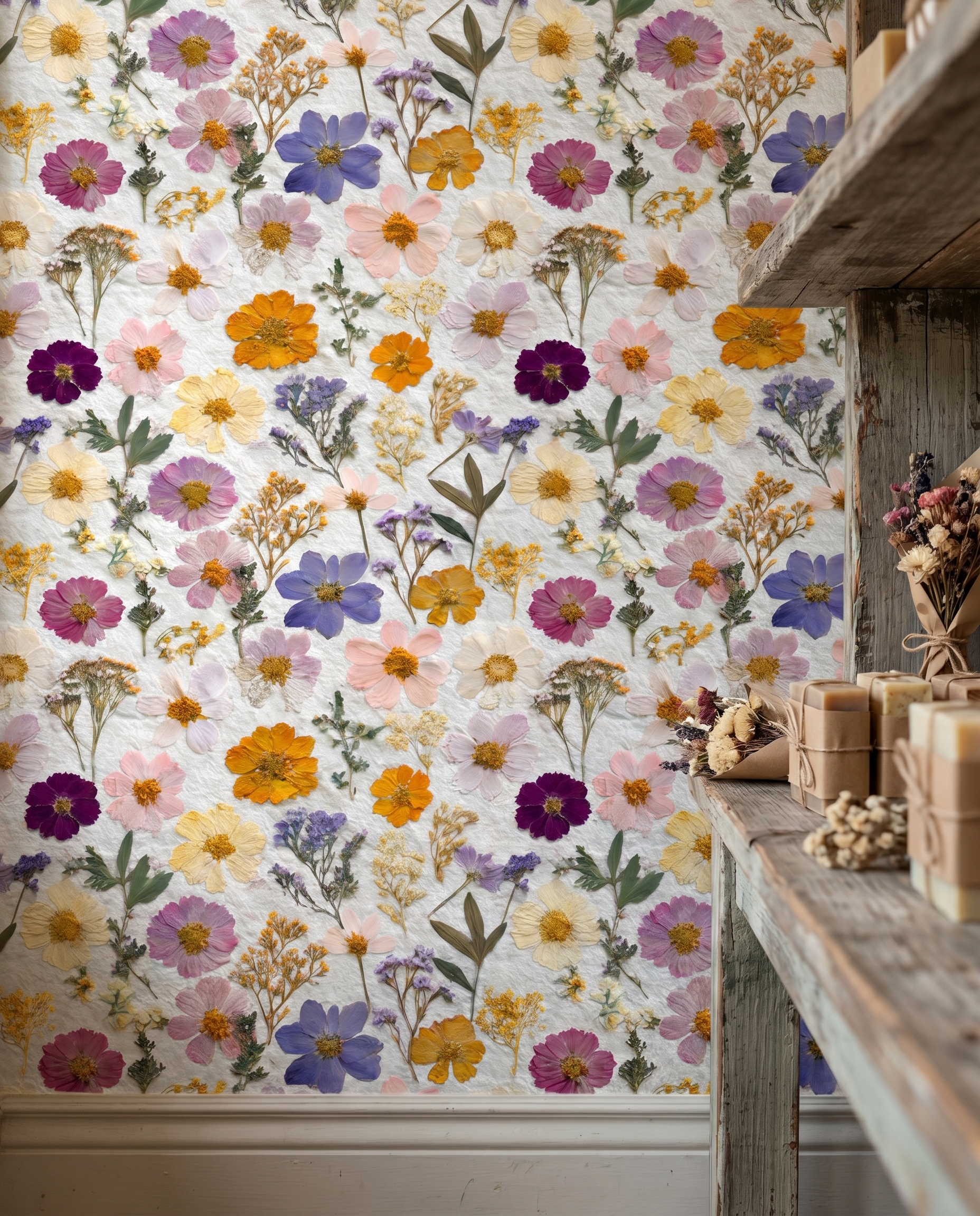 Kurutulmuş Kır Çiçekleri Desenli Vintage Duvar Kağıdı, Romantik Botanik Duvar Posteri Çiçekli Duvar Kağıtları 4 Kurutulmuş Kır Çiçekleri Desenli Vintage Duvar Kağıdı, Romantik Botanik Duvar Posteri Çiçekli Duvar Kağıtları 4