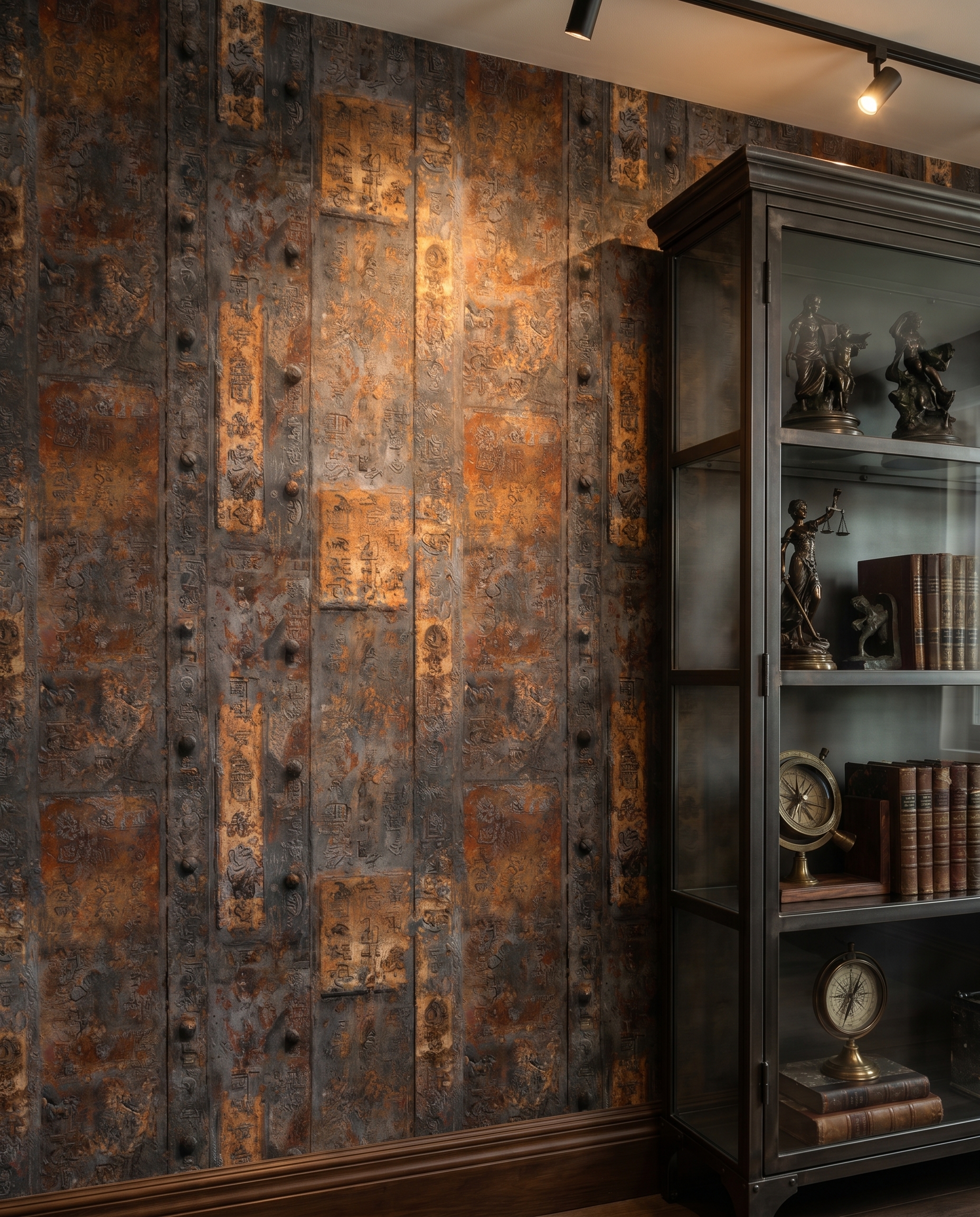 Antik Yazılı Paslı Metal Plaka Desenli Duvar Kağıdı, Turuncu Gri Endüstriyel Dokulu Duvar Posteri 3D Duvar Kağıtları 2 Antik Yazılı Paslı Metal Plaka Desenli Duvar Kağıdı, Turuncu Gri Endüstriyel Dokulu Duvar Posteri 3D Duvar Kağıtları 2