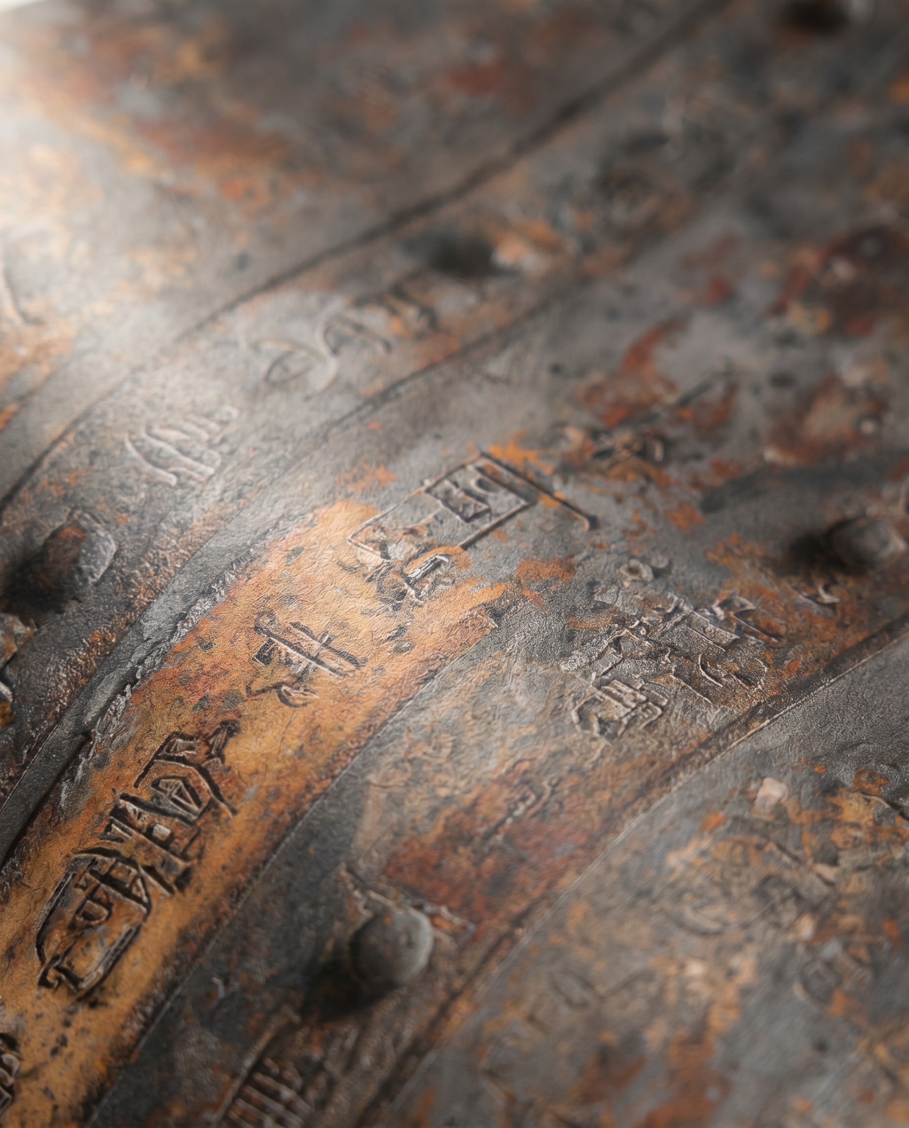 Antik Yazılı Paslı Metal Plaka Desenli Duvar Kağıdı, Turuncu Gri Endüstriyel Dokulu Duvar Posteri 3D Duvar Kağıtları 6 Antik Yazılı Paslı Metal Plaka Desenli Duvar Kağıdı, Turuncu Gri Endüstriyel Dokulu Duvar Posteri 3D Duvar Kağıtları 6