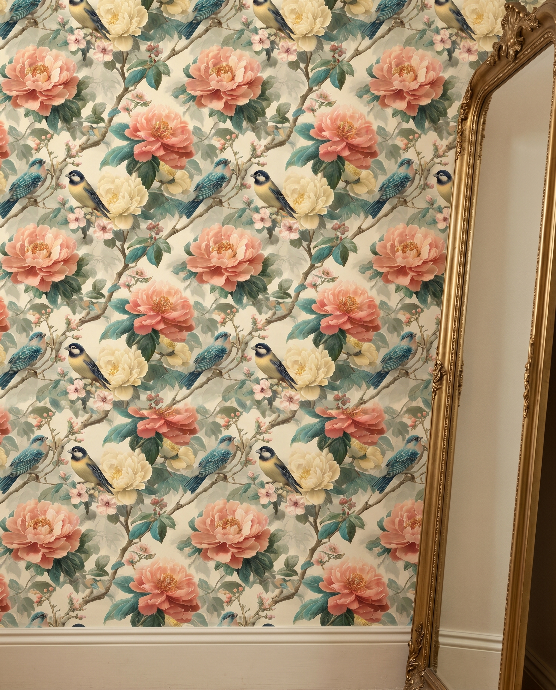 Vintage Pembe Şakayık Çiçekli ve Kuşlu Duvar Kağıdı, Sanatsal Botanik Desenli Klasik Duvar Posteri Çiçekli Duvar Kağıtları 4 Vintage Pembe Şakayık Çiçekli ve Kuşlu Duvar Kağıdı, Sanatsal Botanik Desenli Klasik Duvar Posteri Çiçekli Duvar Kağıtları 4