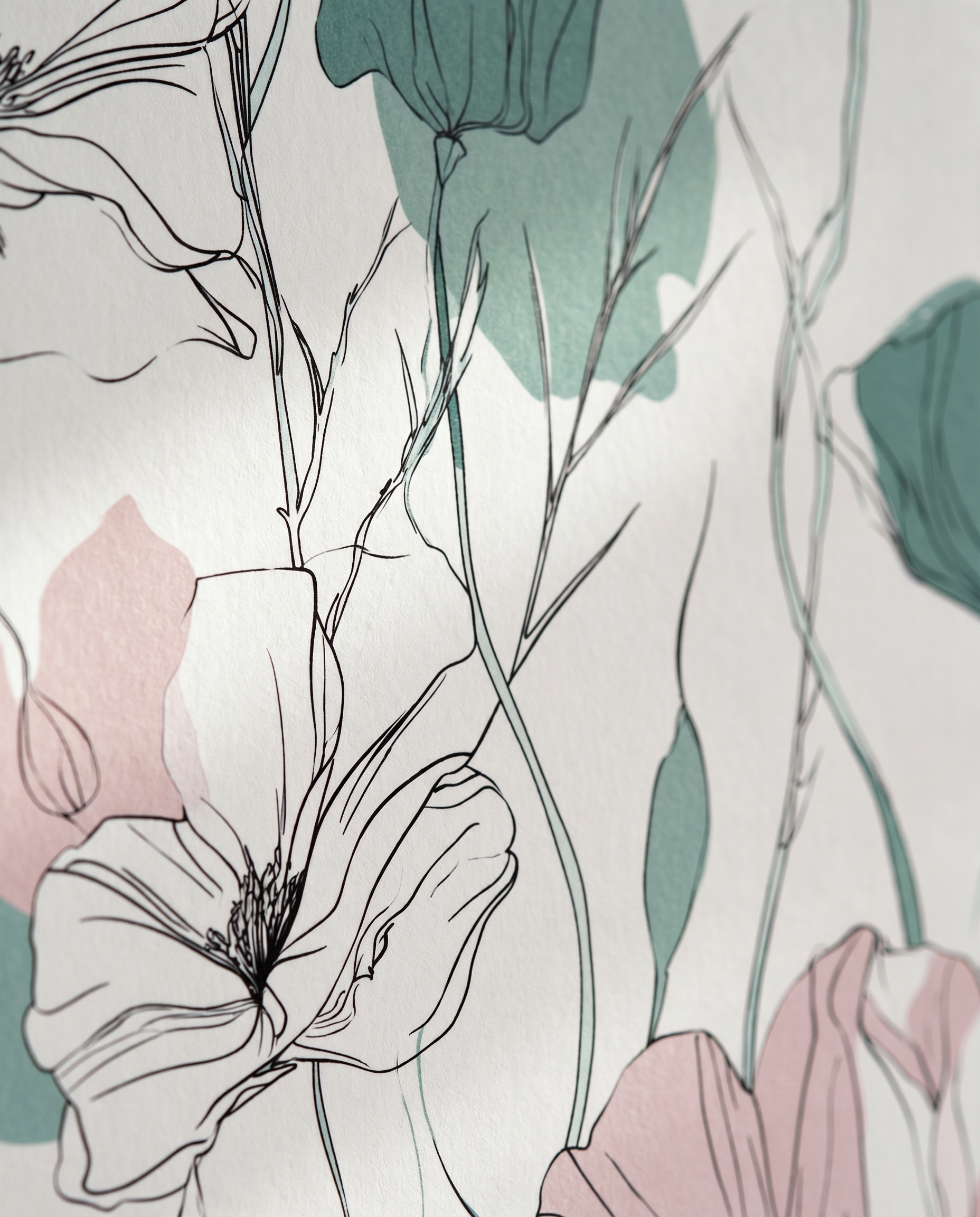 Adaçayı Yeşili ve Pembe Çiçekli Line Art Duvar Kağıdı, Minimalist Botanik Desenli Duvar Posteri Çiçekli Duvar Kağıtları 6 Adaçayı Yeşili ve Pembe Çiçekli Line Art Duvar Kağıdı, Minimalist Botanik Desenli Duvar Posteri Çiçekli Duvar Kağıtları 6