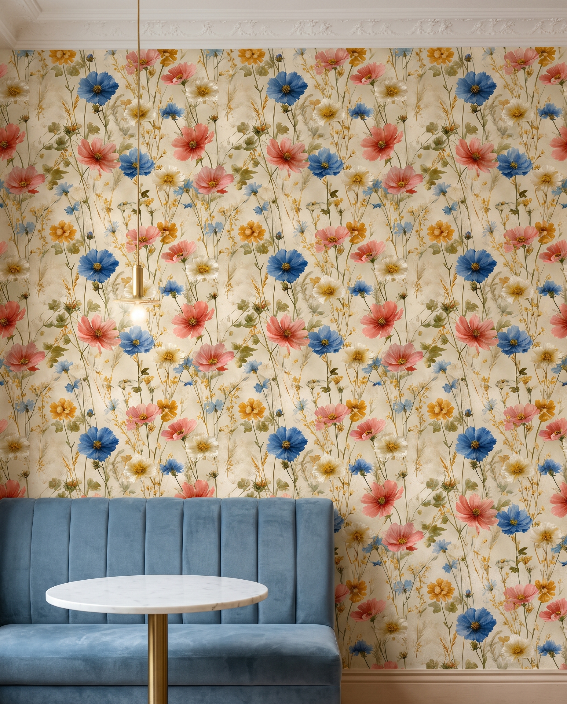 Suluboya Kır Çiçekleri Desenli Vintage Duvar Kağıdı, Romantik Mavi ve Pembe Botanik Duvar Posteri Çiçekli Duvar Kağıtları 5 Suluboya Kır Çiçekleri Desenli Vintage Duvar Kağıdı, Romantik Mavi ve Pembe Botanik Duvar Posteri Çiçekli Duvar Kağıtları 5
