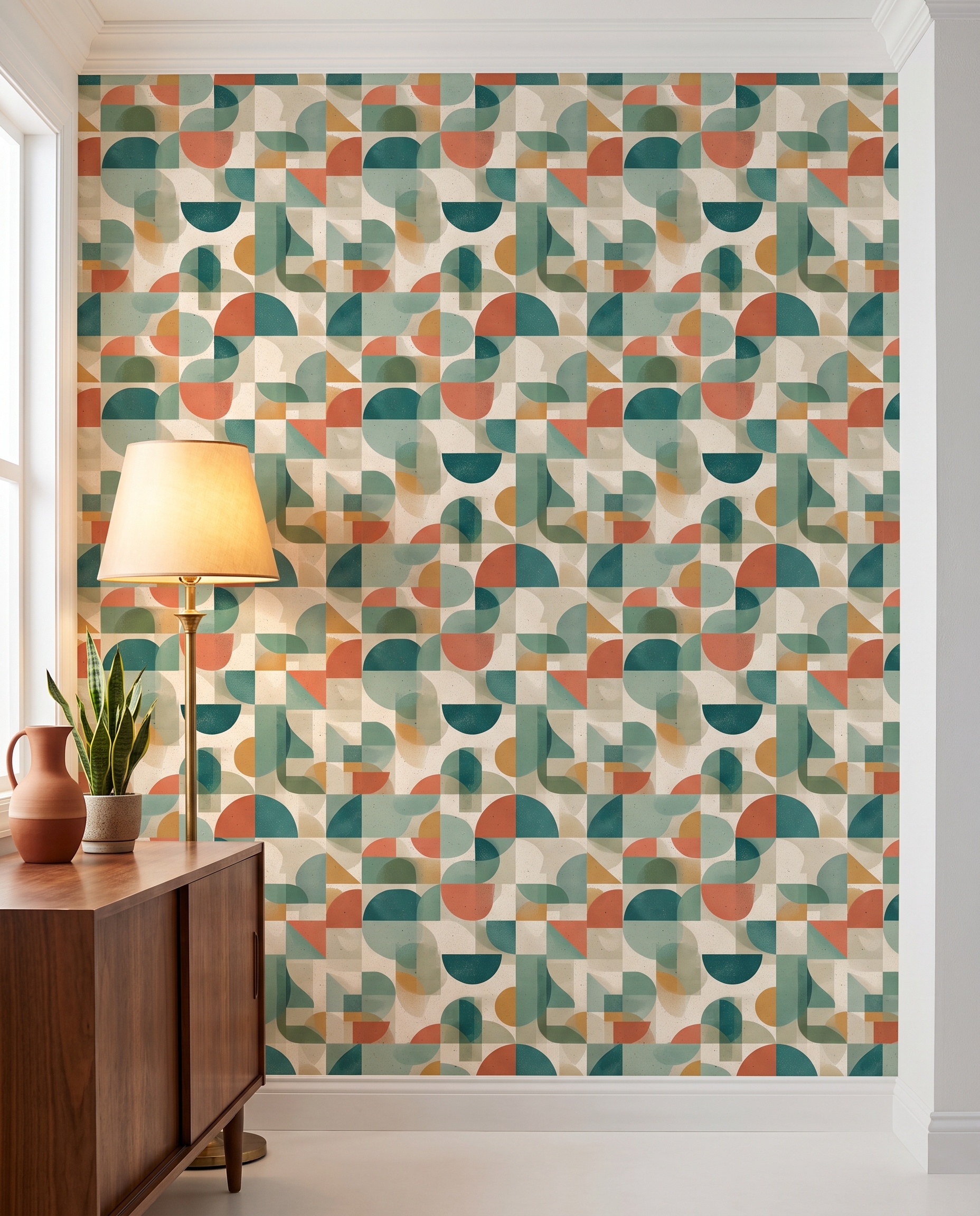 Toprak Tonlarında Retro Geometrik Desenli Duvar Kağıdı, Mid-Century Modern Stili Soyut Duvar Posteri Doku & Desen Duvar Kağıtları 2 Toprak Tonlarında Retro Geometrik Desenli Duvar Kağıdı, Mid-Century Modern Stili Soyut Duvar Posteri Doku & Desen Duvar Kağıtları 2