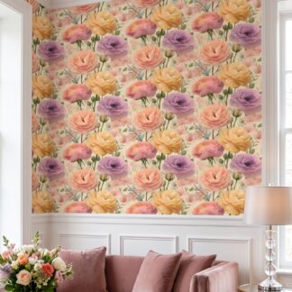 Pastel Renkli Büyük Şakayık Çiçekli Duvar Kağıdı, Romantik Vintage Botanik Duvar Posteri Çiçekli Duvar Kağıtları Pastel Renkli Büyük Şakayık Çiçekli Duvar Kağıdı, Romantik Vintage Botanik Duvar Posteri Çiçekli Duvar Kağıtları