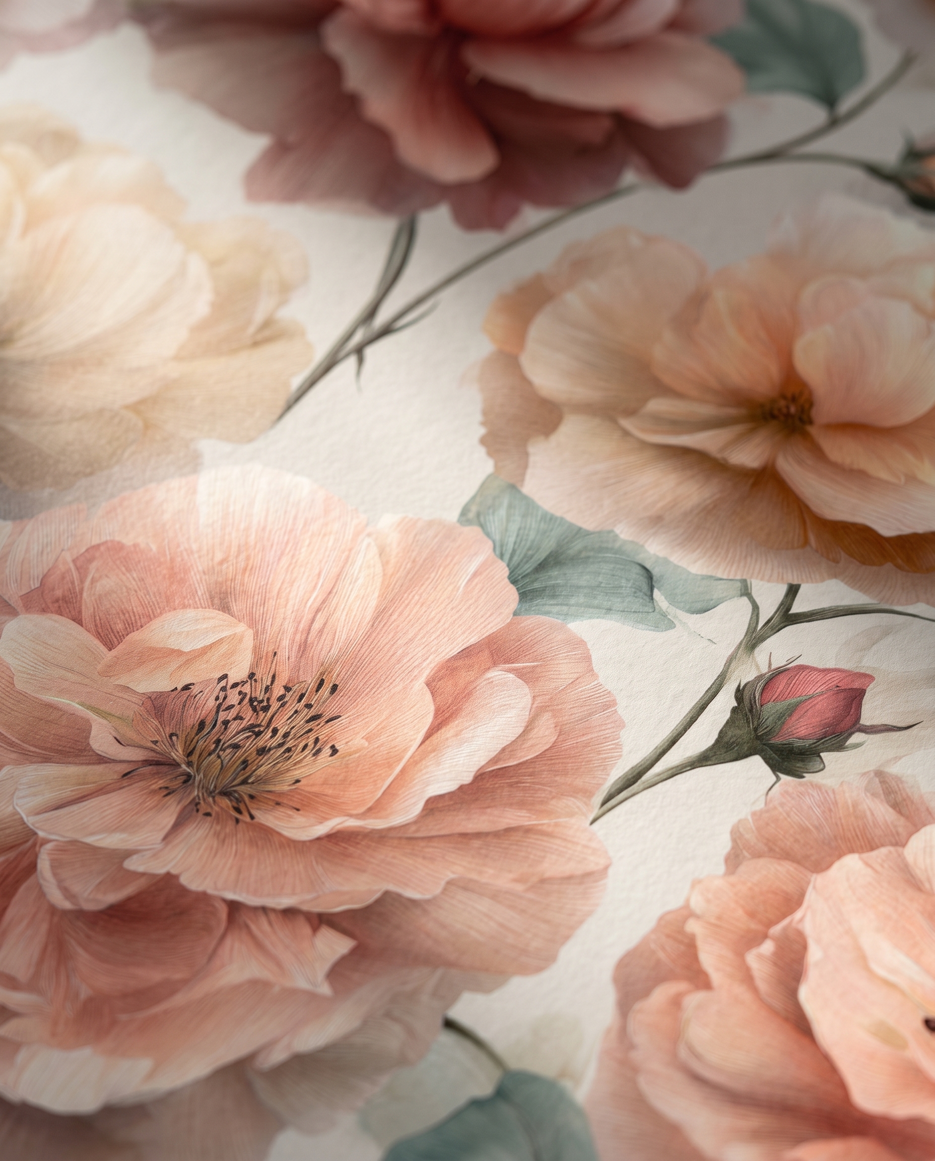 Pastel Pembe ve Şeftali Tonlarında İri Çiçekli Duvar Kağıdı, Romantik Vintage Stil Botanik Duvar Posteri Çiçekli Duvar Kağıtları 6 Pastel Pembe ve Şeftali Tonlarında İri Çiçekli Duvar Kağıdı, Romantik Vintage Stil Botanik Duvar Posteri Çiçekli Duvar Kağıtları 6