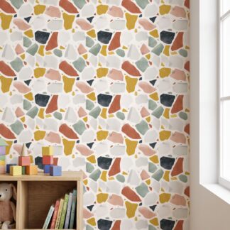 Renkli Terrazzo Desenli Modern Duvar Kağıdı, Hardal Sarısı ve Toprak Tonlarında Soyut Mozaik Duvar Posteri Çocuk Odası Duvar Kağıtları Renkli Terrazzo Desenli Modern Duvar Kağıdı, Hardal Sarısı ve Toprak Tonlarında Soyut Mozaik Duvar Posteri Çocuk Odası Duvar Kağıtları