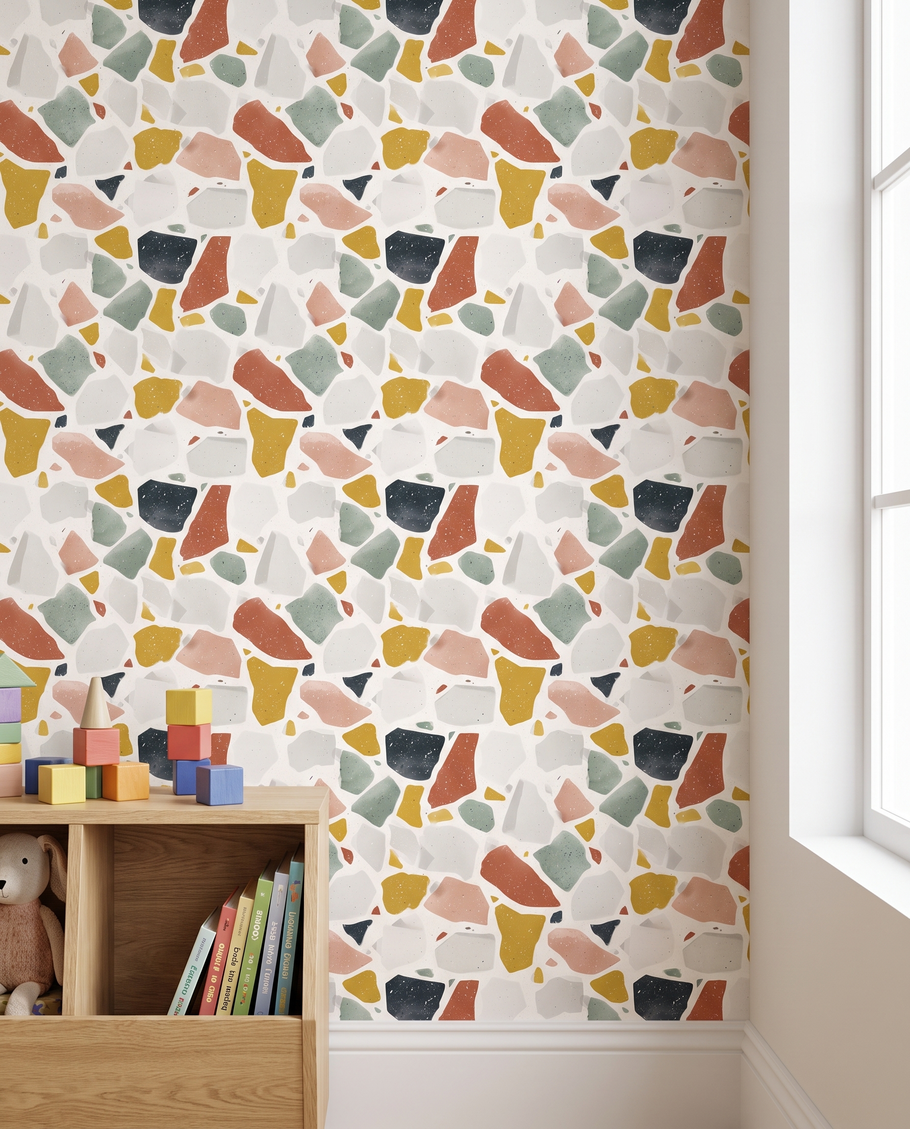 Renkli Terrazzo Desenli Modern Duvar Kağıdı, Hardal Sarısı ve Toprak Tonlarında Soyut Mozaik Duvar Posteri Çocuk Odası Duvar Kağıtları 2 Renkli Terrazzo Desenli Modern Duvar Kağıdı, Hardal Sarısı ve Toprak Tonlarında Soyut Mozaik Duvar Posteri Çocuk Odası Duvar Kağıtları 2