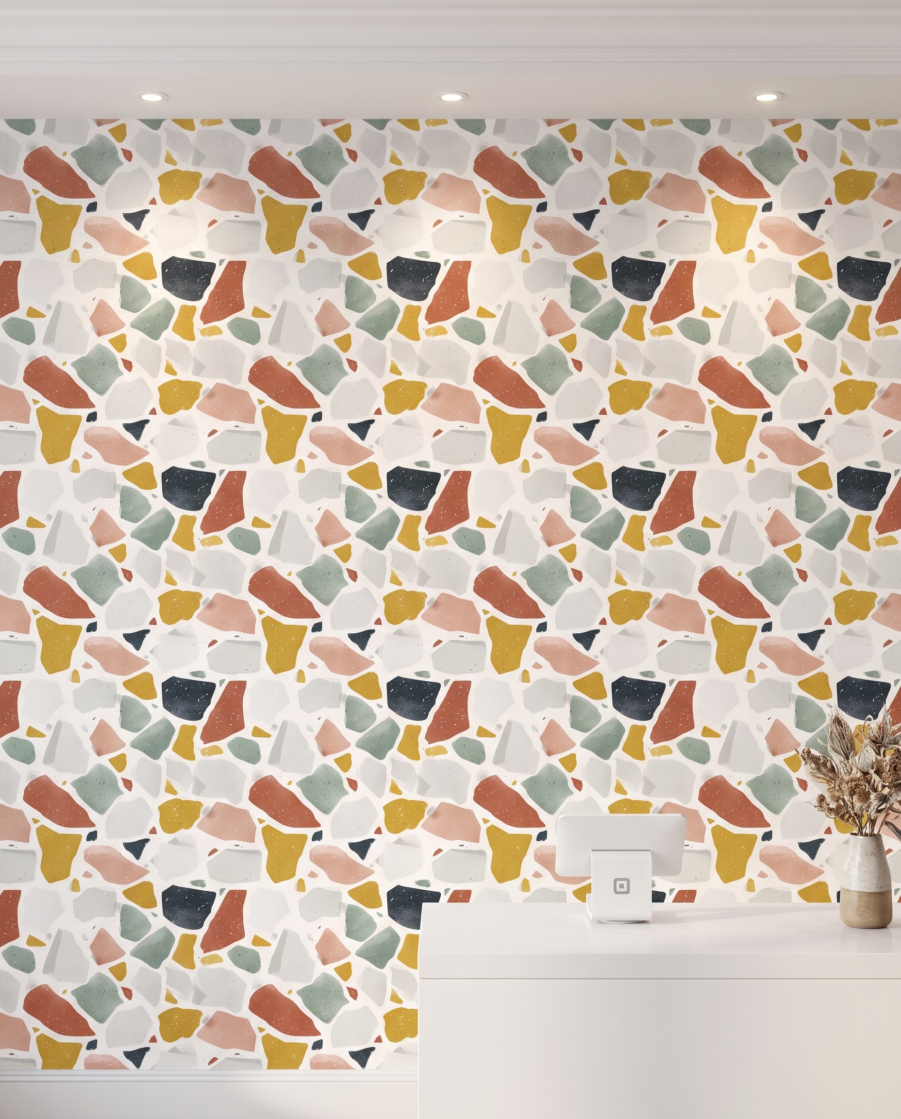 Renkli Terrazzo Desenli Modern Duvar Kağıdı, Hardal Sarısı ve Toprak Tonlarında Soyut Mozaik Duvar Posteri Çocuk Odası Duvar Kağıtları 4 Renkli Terrazzo Desenli Modern Duvar Kağıdı, Hardal Sarısı ve Toprak Tonlarında Soyut Mozaik Duvar Posteri Çocuk Odası Duvar Kağıtları 4