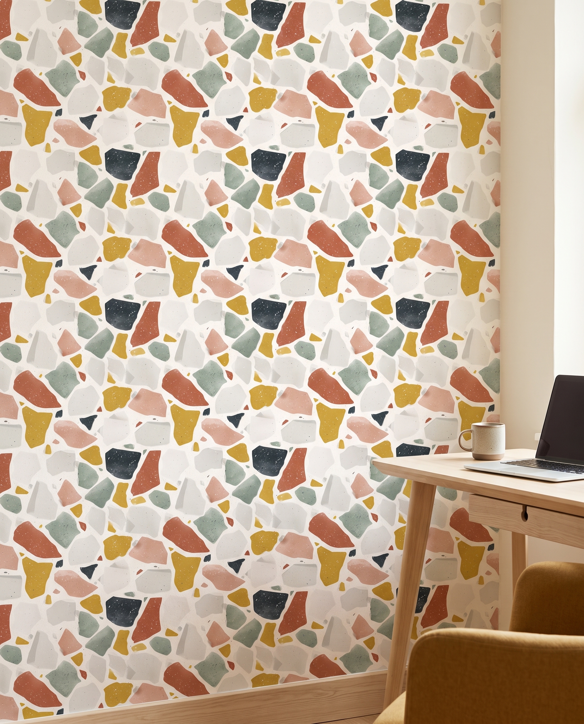 Renkli Terrazzo Desenli Modern Duvar Kağıdı, Hardal Sarısı ve Toprak Tonlarında Soyut Mozaik Duvar Posteri Çocuk Odası Duvar Kağıtları 5 Renkli Terrazzo Desenli Modern Duvar Kağıdı, Hardal Sarısı ve Toprak Tonlarında Soyut Mozaik Duvar Posteri Çocuk Odası Duvar Kağıtları 5