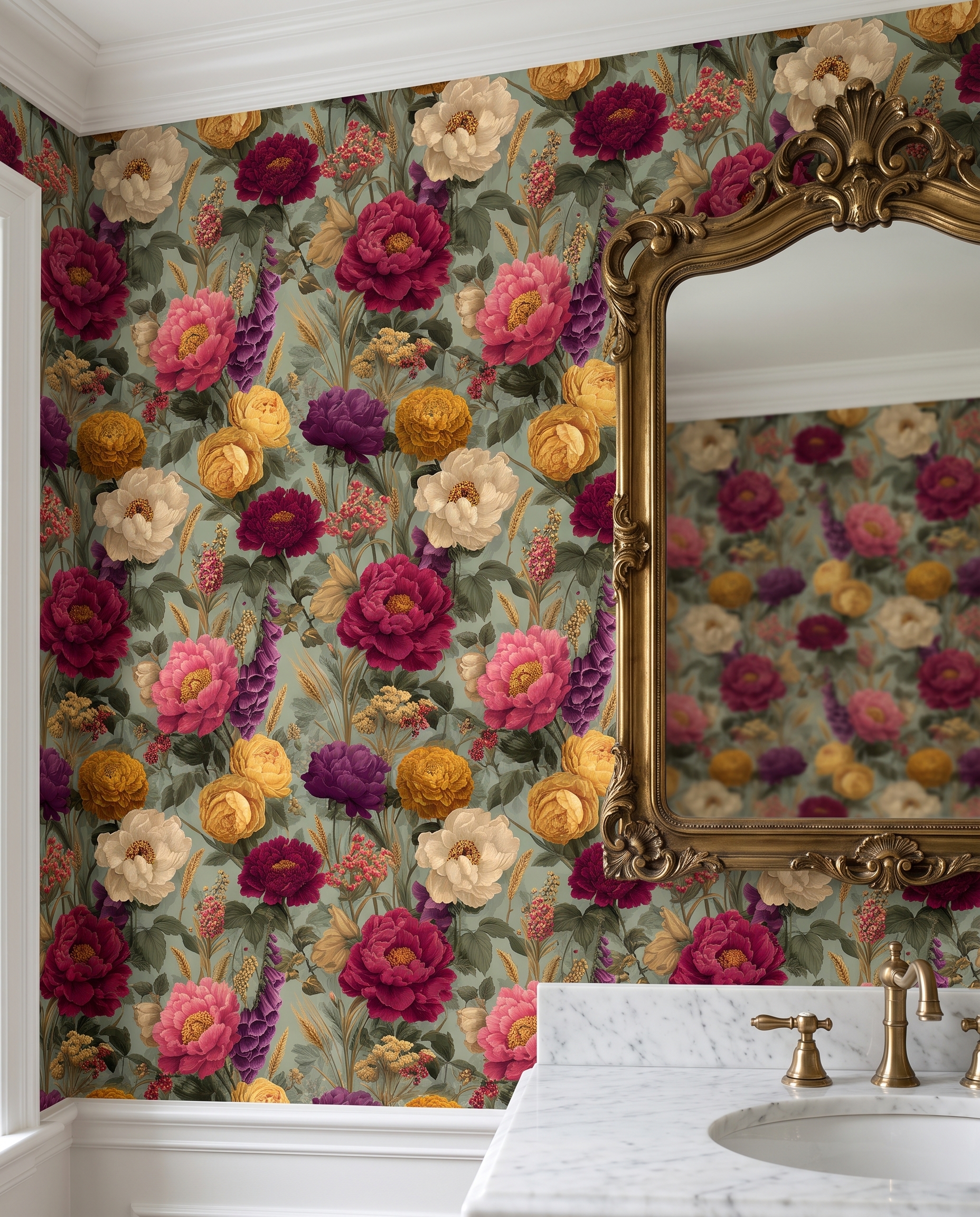 Adaçayı Yeşili Üzerinde Bordo, Pembe ve Sarı Çiçekli Vintage Duvar Kağıdı, Romantik Botanik Desenli Duvar Posteri Çiçekli Duvar Kağıtları 3 Adaçayı Yeşili Üzerinde Bordo, Pembe ve Sarı Çiçekli Vintage Duvar Kağıdı, Romantik Botanik Desenli Duvar Posteri Çiçekli Duvar Kağıtları 3