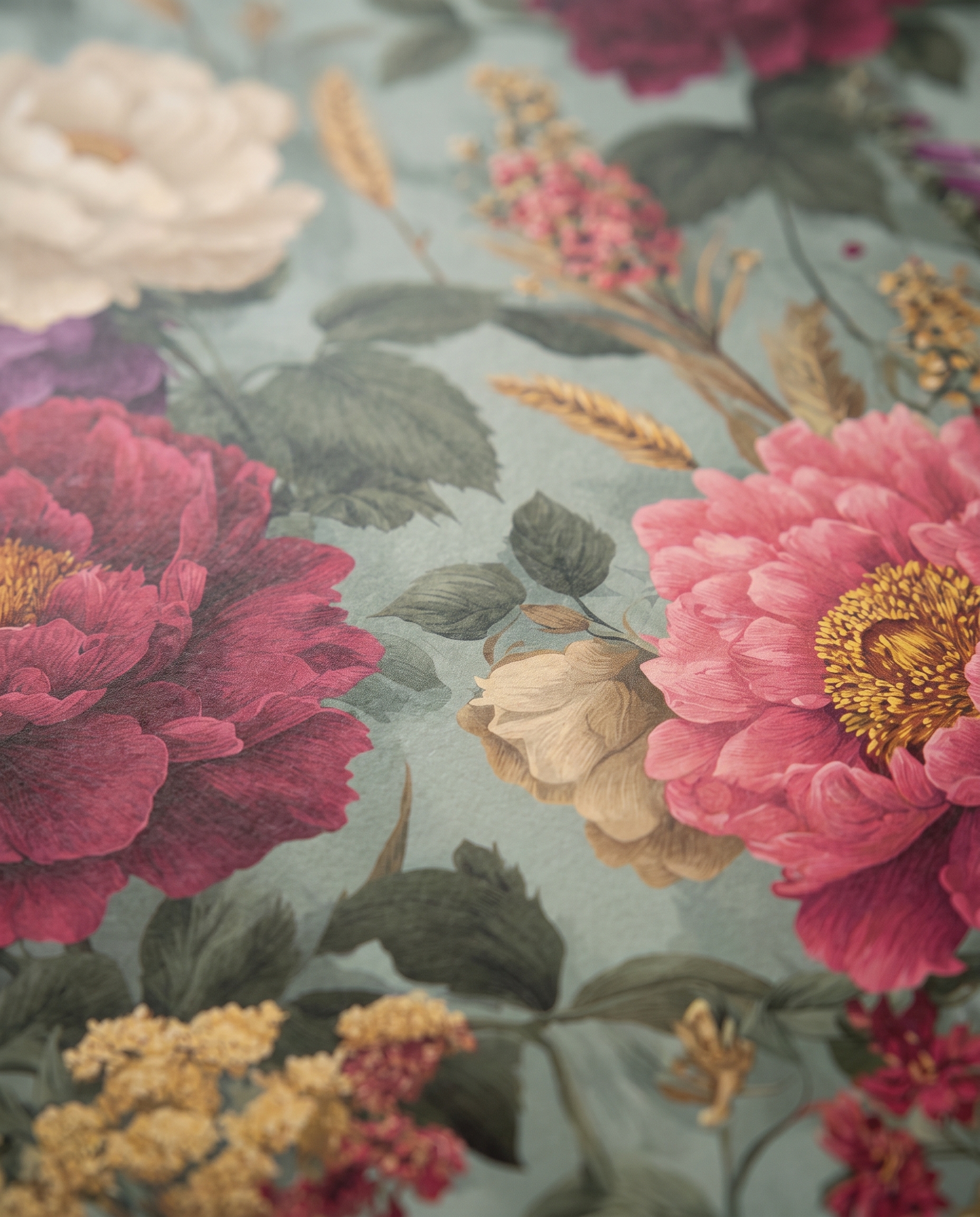 Adaçayı Yeşili Üzerinde Bordo, Pembe ve Sarı Çiçekli Vintage Duvar Kağıdı, Romantik Botanik Desenli Duvar Posteri Çiçekli Duvar Kağıtları 6 Adaçayı Yeşili Üzerinde Bordo, Pembe ve Sarı Çiçekli Vintage Duvar Kağıdı, Romantik Botanik Desenli Duvar Posteri Çiçekli Duvar Kağıtları 6