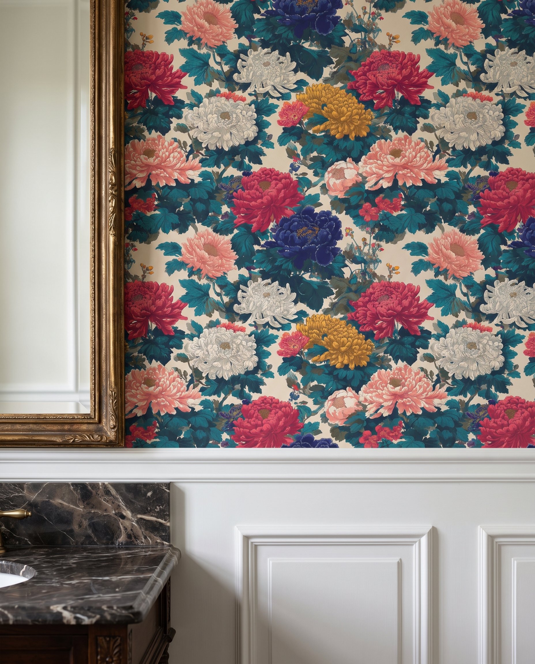 Vintage Japon Sanatı Stilinde Renkli Kasımpatı Çiçekleri Duvar Kağıdı, Büyük Botanik Desenli Duvar Posteri Çiçekli Duvar Kağıtları 2 Vintage Japon Sanatı Stilinde Renkli Kasımpatı Çiçekleri Duvar Kağıdı, Büyük Botanik Desenli Duvar Posteri Çiçekli Duvar Kağıtları 2