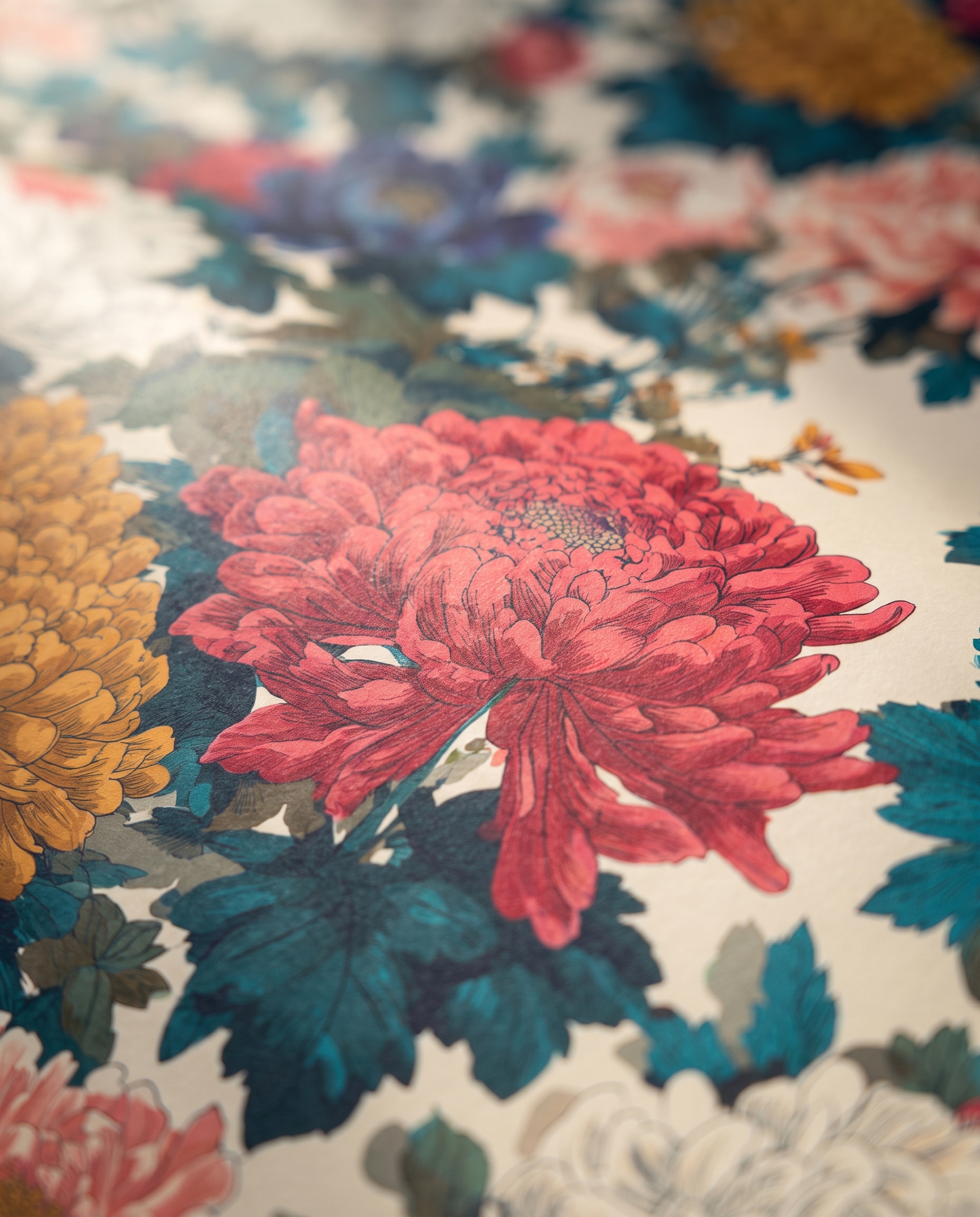 Vintage Japon Sanatı Stilinde Renkli Kasımpatı Çiçekleri Duvar Kağıdı, Büyük Botanik Desenli Duvar Posteri Çiçekli Duvar Kağıtları 6 Vintage Japon Sanatı Stilinde Renkli Kasımpatı Çiçekleri Duvar Kağıdı, Büyük Botanik Desenli Duvar Posteri Çiçekli Duvar Kağıtları 6