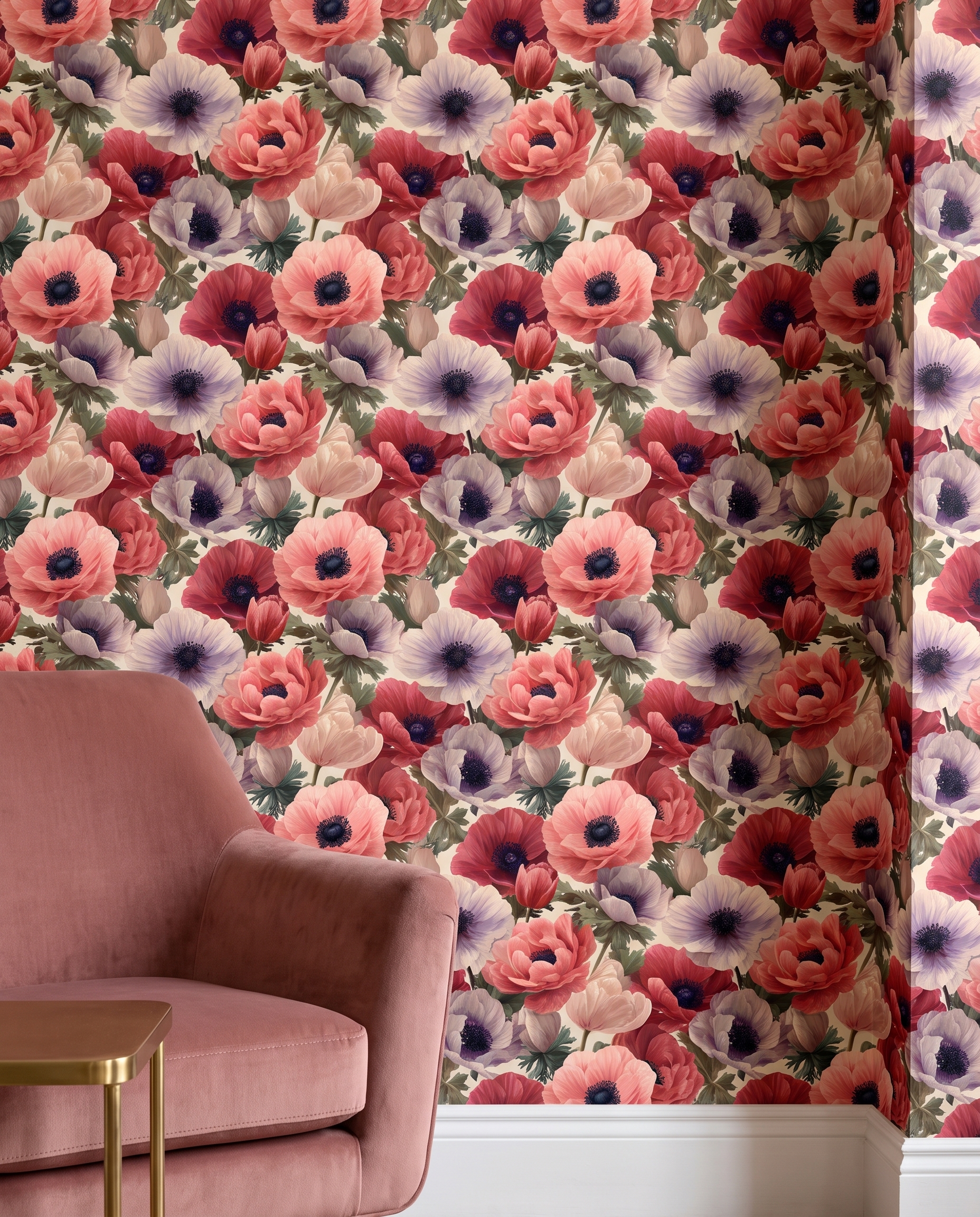 Pembe, kırmızı ve lila gelincik çiçekli vintage duvar kağıdı, romantik ve sanatsal botanik duvar posteri Çiçekli Duvar Kağıtları 5 Pembe, kırmızı ve lila gelincik çiçekli vintage duvar kağıdı, romantik ve sanatsal botanik duvar posteri Çiçekli Duvar Kağıtları 5