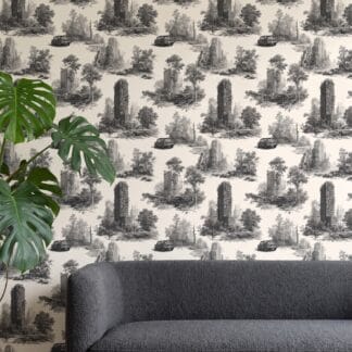 Doğanın Ele Geçirdiği Post-Apokaliptik Şehir Desenli Duvar Kağıdı, Siyah Beyaz Gravür Stili Duvar Posteri Doku & Desen Duvar Kağıtları Doğanın Ele Geçirdiği Post-Apokaliptik Şehir Desenli Duvar Kağıdı, Siyah Beyaz Gravür Stili Duvar Posteri Doku & Desen Duvar Kağıtları