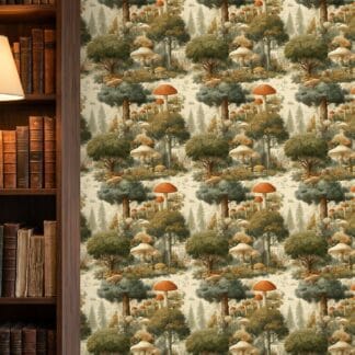 Masalsı Orman ve Kırmızı Mantar Desenli Vintage Duvar Kağıdı, Doğa Temalı Manzara Duvar Posteri Çocuk Odası Duvar Kağıtları Masalsı Orman ve Kırmızı Mantar Desenli Vintage Duvar Kağıdı, Doğa Temalı Manzara Duvar Posteri Çocuk Odası Duvar Kağıtları