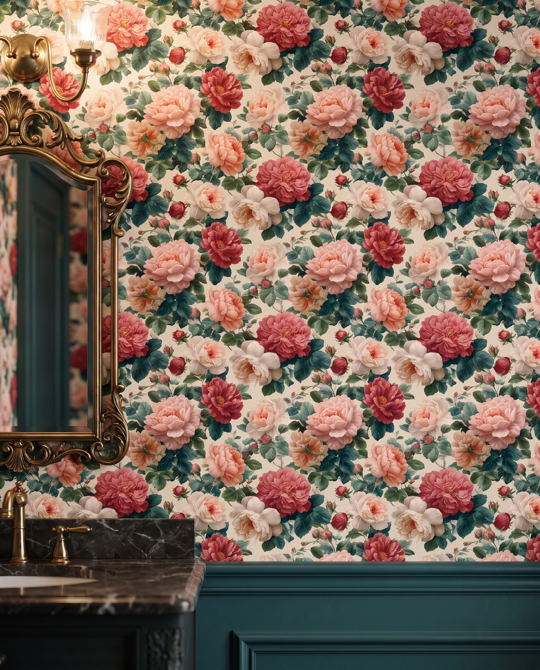 Büyük Kırmızı ve Pembe Şakayık Çiçekli Vintage Duvar Kağıdı, Romantik Botanik Desenli Duvar Posteri Çiçekli Duvar Kağıtları 4 Büyük Kırmızı ve Pembe Şakayık Çiçekli Vintage Duvar Kağıdı, Romantik Botanik Desenli Duvar Posteri Çiçekli Duvar Kağıtları 4