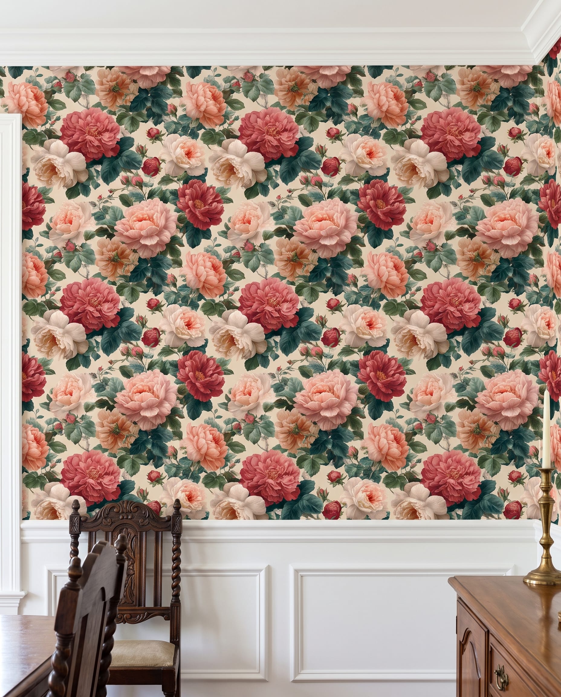 Büyük Kırmızı ve Pembe Şakayık Çiçekli Vintage Duvar Kağıdı, Romantik Botanik Desenli Duvar Posteri Çiçekli Duvar Kağıtları 5 Büyük Kırmızı ve Pembe Şakayık Çiçekli Vintage Duvar Kağıdı, Romantik Botanik Desenli Duvar Posteri Çiçekli Duvar Kağıtları 5