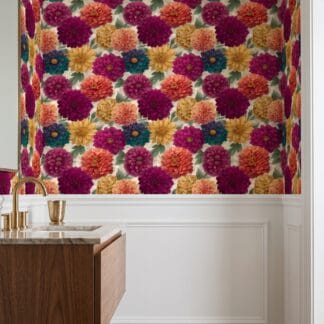 Canlı Renkli Büyük Yıldız Çiçekleri Desenli Duvar Kağıdı, Vintage Botanik Salon Duvar Posteri Çiçekli Duvar Kağıtları Canlı Renkli Büyük Yıldız Çiçekleri Desenli Duvar Kağıdı, Vintage Botanik Salon Duvar Posteri Çiçekli Duvar Kağıtları